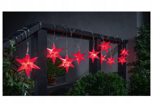 Zdjęcie oferty: Lampki 10 dekoracyjnych świecących gwiazd 3D czerw