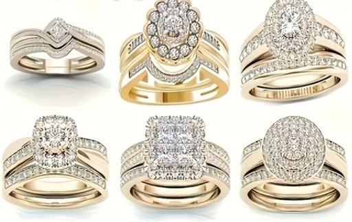 Zdjęcie oferty: Zestaw 9 pierścionków z cyrkonią cubic zirconia złote r. 9