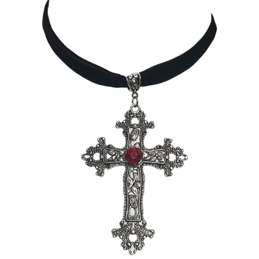 Zdjęcie oferty: Gotycki choker duży krzyż aksamitka gothic metal