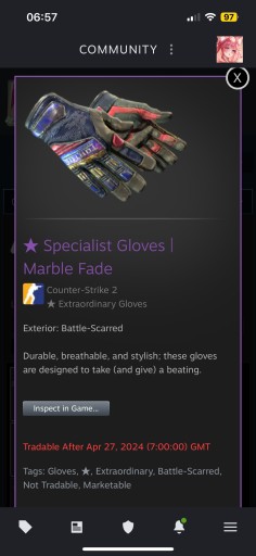 Zdjęcie oferty: Specialist Gloves | Marble Fade BS csgo skin