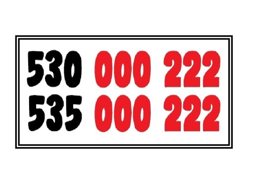 Zdjęcie oferty: 530 000 222 # 535 000 222 numery para numerów 23%