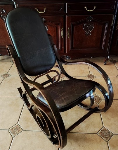 Zdjęcie oferty: Fotel bujany gięty retro skóra naturalna 