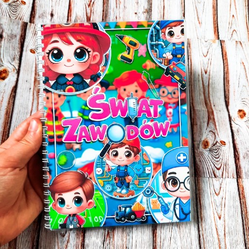 Zdjęcie oferty: Książka na rzepy. Świat zawodów. Montessori. Zabawka edukacyjna.