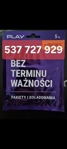 Zdjęcie oferty: Złoty numer łatwy numer Play 537 727 929