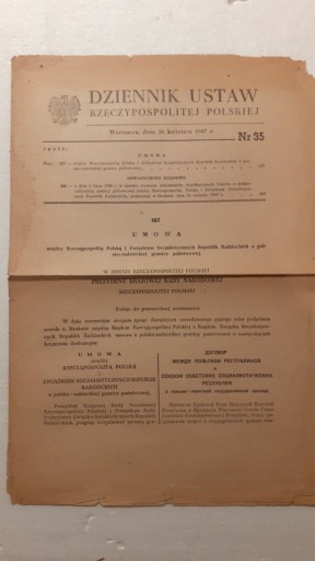 Zdjęcie oferty: Dziennik Ustaw z 1947 roku NR 35