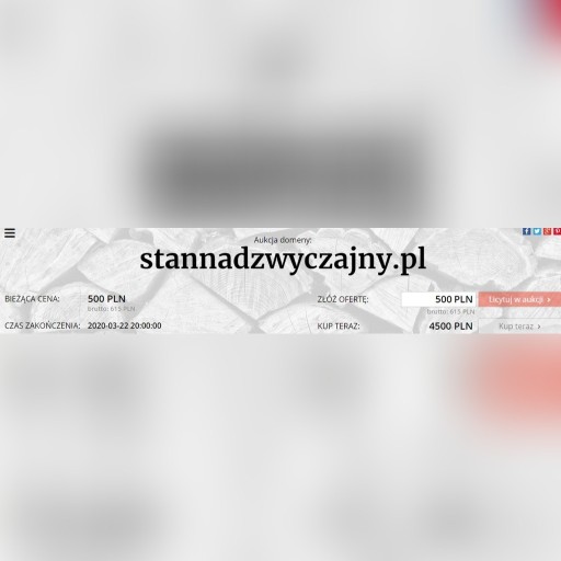 Zdjęcie oferty: Domena stannadzwyczajny.pl   STAN NADZWYCZAJNY PL