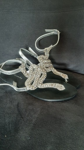 Zdjęcie oferty: Japonki sandały wąż dżety cyrkonie srebrne