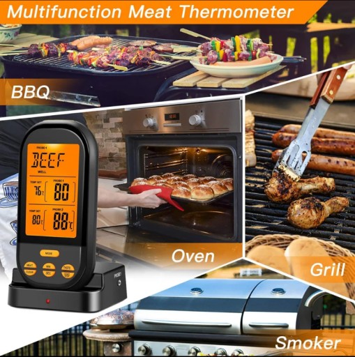 Zdjęcie oferty: Termometr bezprzewodowy 2 sondy do mięsa