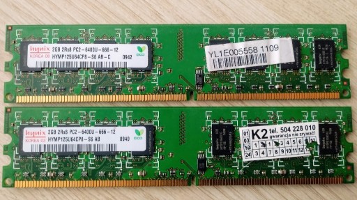 Zdjęcie oferty: Pamięć RAM 4 GB (2 GB x 2 szt.), Hynix