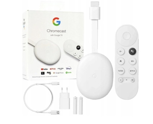 Zdjęcie oferty: GOOGLE CHROMECAST 4 HD TV Wi-Fi z pilotem biały