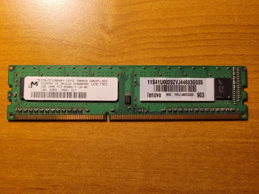 Zdjęcie oferty: Pamięć RAM DDR3 1066 MHz 1GB CL7 Micron