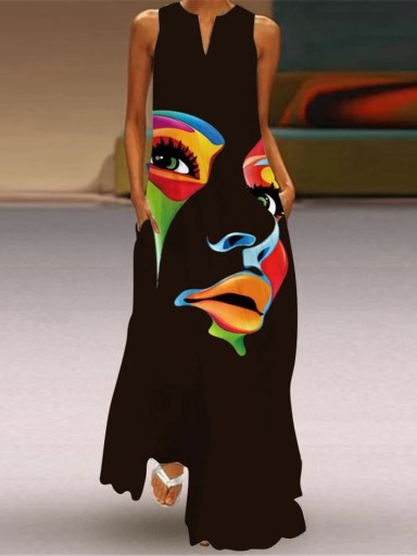 Zdjęcie oferty: Sukienka damska długa z wzorem 3D