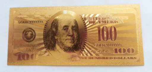 Zdjęcie oferty: Banknot złoty 24k GOLD 100 dolarów USA 1999 rok