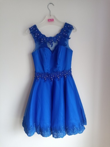 Zdjęcie oferty: Kobaltowa sukienka wieczorowa balowa S 36 