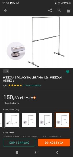 Zdjęcie oferty: Stojak Na ubrania ,Wieszak H Góra,dół  pół ceny