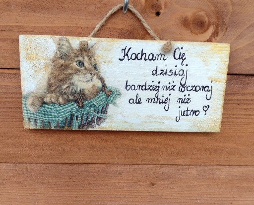 Zdjęcie oferty: Kotek, kocham cię - deska, rękodzieło