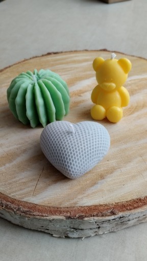 Zdjęcie oferty: Zestaw świec: Kaktus, Serce, Miś - Naturalne świece sojowe