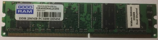 Zdjęcie oferty: Pamięć RAM DRR 256MB PC3200 DIMM GoodRam