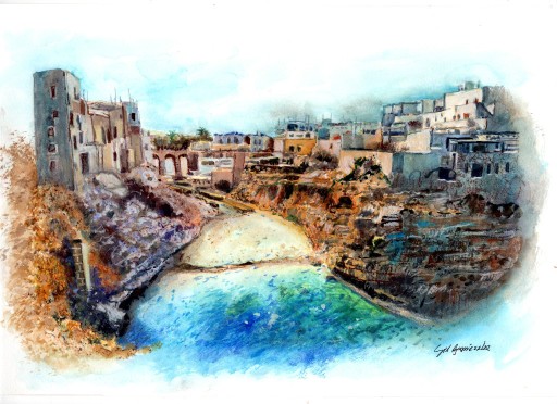 Zdjęcie oferty: akwarela 21x30 cm Polignano a Mare, place in Italy