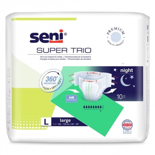 Zdjęcie oferty: Seni Super Trio pieluchomajtki dla dorosłych zapinane na rzepy 10 sztuk L