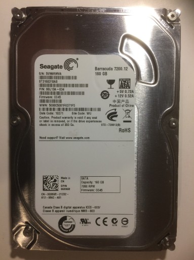 Zdjęcie oferty: Dysk SATA Seagate ST3160318AS 160GB 3,5'' + kabel