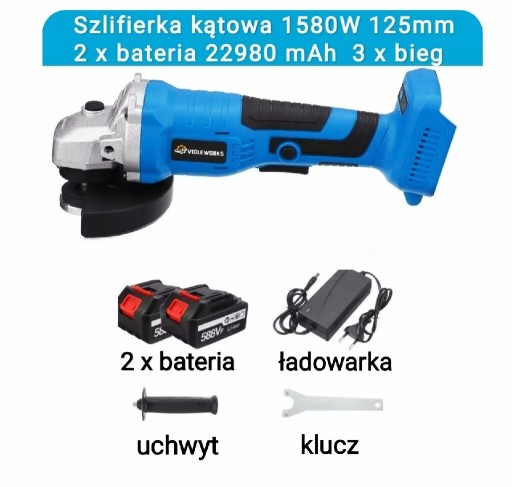 Zdjęcie oferty: Szlifierka kątowa Nowa! 1580W 125mm 2xAku.22980mAh