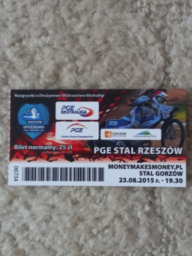 Zdjęcie oferty: bilet żużlowy stal rzeszów-stal gorzów 23.08.2015