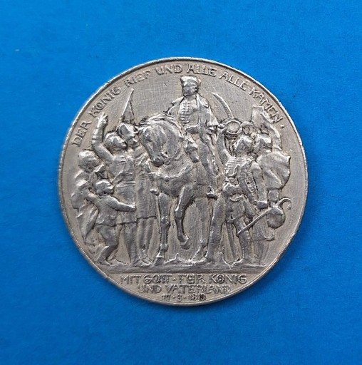 Zdjęcie oferty: Prusy 3 marki 1913, bitwa pod Lipskiem, Ag 0,900