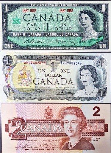 Zdjęcie oferty: Set Canada $1 1954 & $1 1973 & 2$ 1986 UNC