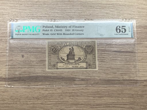 Zdjęcie oferty: 20 gr 1924, PMG 65 EPQ, RZADSZY