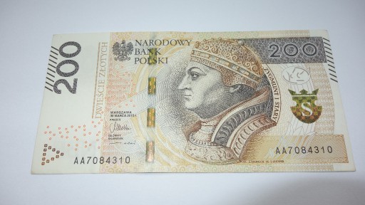 Zdjęcie oferty: Banknot 200 zł seria AA 2015 rok