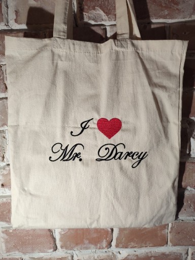 Zdjęcie oferty: Bawełniana torba z haftem, I love mr. Darcy 