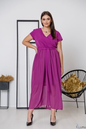 Zdjęcie oferty: Amarantowa długa sukienka Plus Size 48 NOWA