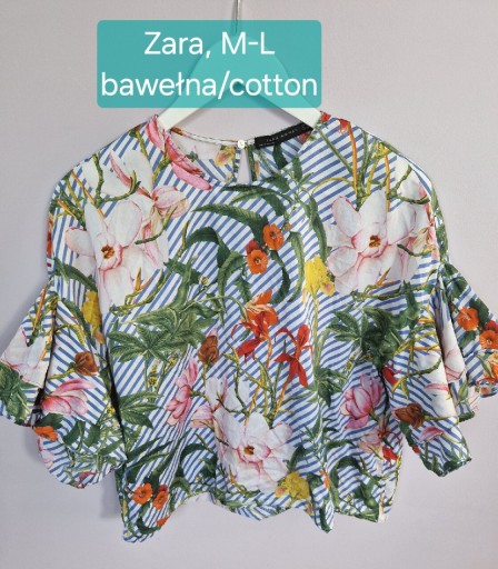 Zdjęcie oferty: Kolorowa bluzka Zara z bufiastymi rękawami, M-L