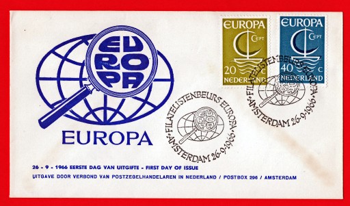 Zdjęcie oferty: Holandia 1966 rok FDC z Mi 864-865 z cyklu EUROPA