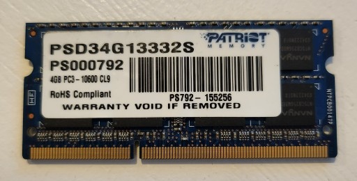 Zdjęcie oferty: Pamięć RAM 4GB PATRIOT DDR3 1333 MHz