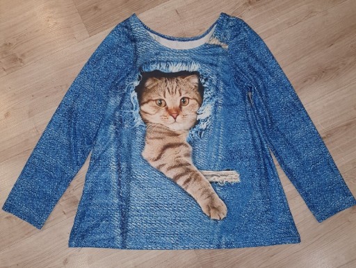 Zdjęcie oferty: 96 Świetna bluzka 3D kot kotek niebieska  164 