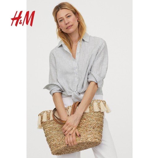 Zdjęcie oferty: nowa H&M L 40 100% len koszula lniana w paski HM