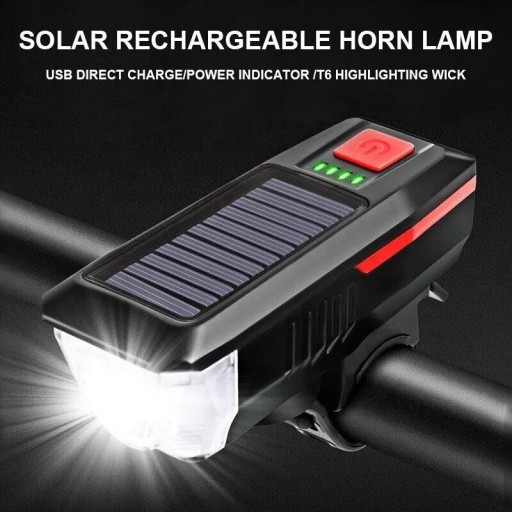 Zdjęcie oferty: Lampa rowerowa solarna USB klakson bardzo mocna