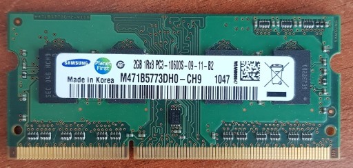 Zdjęcie oferty: RAM 2GB DDR3 PC3-10600 1333 MHz SODIMM Samsung