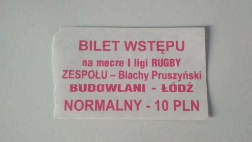 Zdjęcie oferty: Bilet rugby Budowlani Łódź