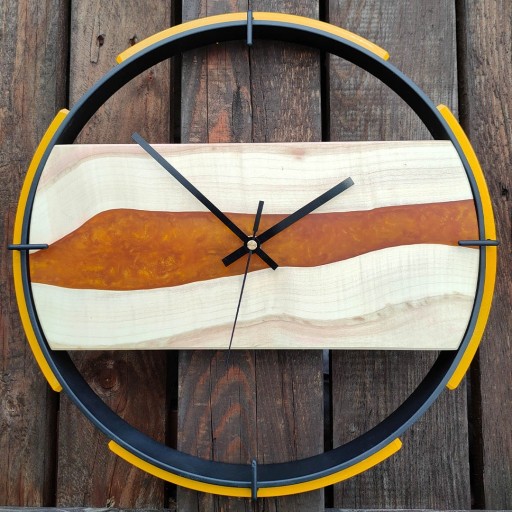 Zdjęcie oferty: Zegar ręcznie wykonany, drewno, metal, przezent!