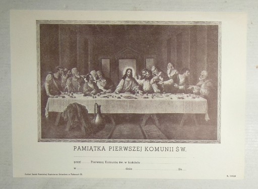 Zdjęcie oferty: PAMIĄTKA I KOMUNII SCHAEFER PIEKARY LATA 40 XX W.