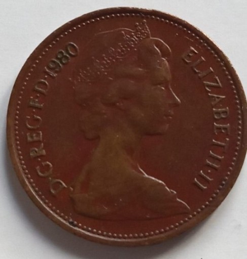 Zdjęcie oferty: 2 New Pence 1980 Elizabeth II 