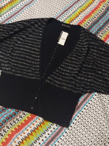 Zdjęcie oferty: Nowy czarny sweter w srebrne paski New York Company S 36 