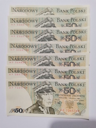 Zdjęcie oferty: Banknoty 50 złotych 1988r. krzywo ścięte UNC , (2)