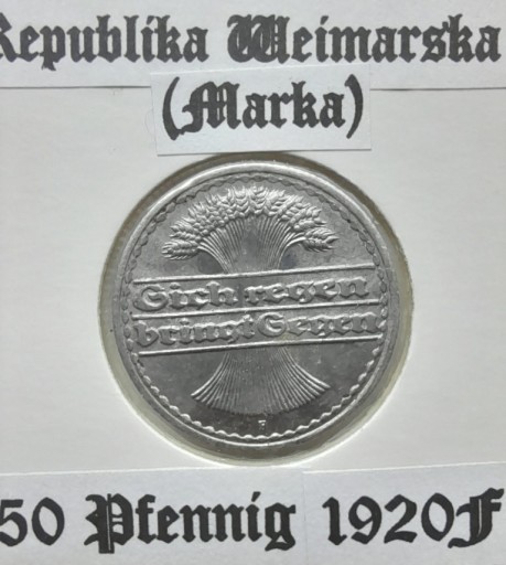 Zdjęcie oferty: Niemcy  WEIMAR - 50 Pfennig 1920 F