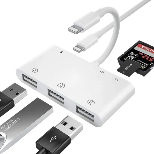 Zdjęcie oferty: Adapter kamery 6w1 USB HUB iPhone iPad czytnik