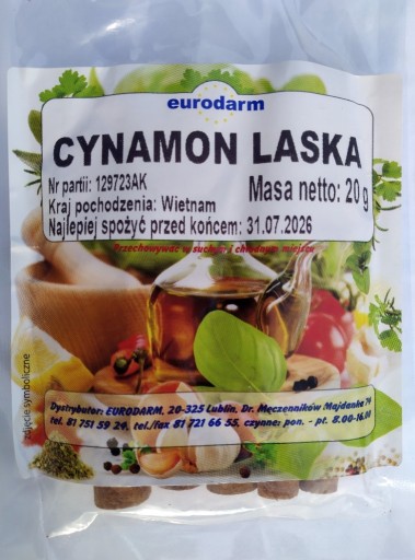 Zdjęcie oferty: cynamon laska 20 g eurodarm