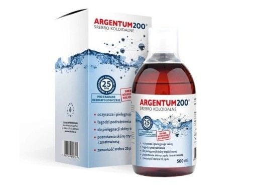 Zdjęcie oferty: ARGENTUM 200 SREBRO KOLOIDALNE niecałe 500ml